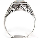  Blue Fire Opal 925 Sterling Silver Edwardian Ring Sz 7 PC9-4 — photo 3