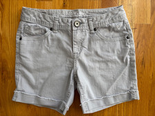 Justice Girls 14R Lt Gray Denim Jeans Shorts Cuffed Raw Hem Cotton/Spandex