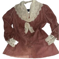 Vintage top suede with Lace collar size 8