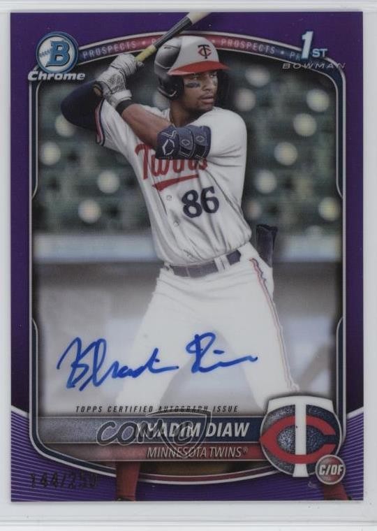 2025 Bowman Chrome Prospect Purple Refractor /250 Khadim Diaw #CPA-KDW Auto 10w8