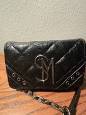 Steve Madden Black Quilted Crossbody mini Bag wallet Clutch Chain Strap New NWT