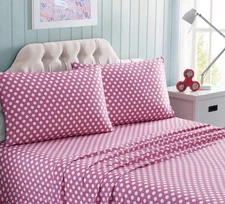 Super Soft Sheet Set - Polka Dot Brushed Microfiber for Extra Comfort Pink Twin