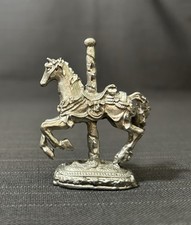 Vintage Mini Carousel Pewter Horse Figurine 2.75  Statue Sculpture SPARKLES 