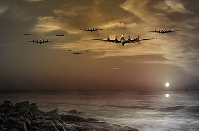 Dawn Raid Meereslandschaft Ölgemälde Druck ungerahmt Leinwand Wandbild 30 x 45