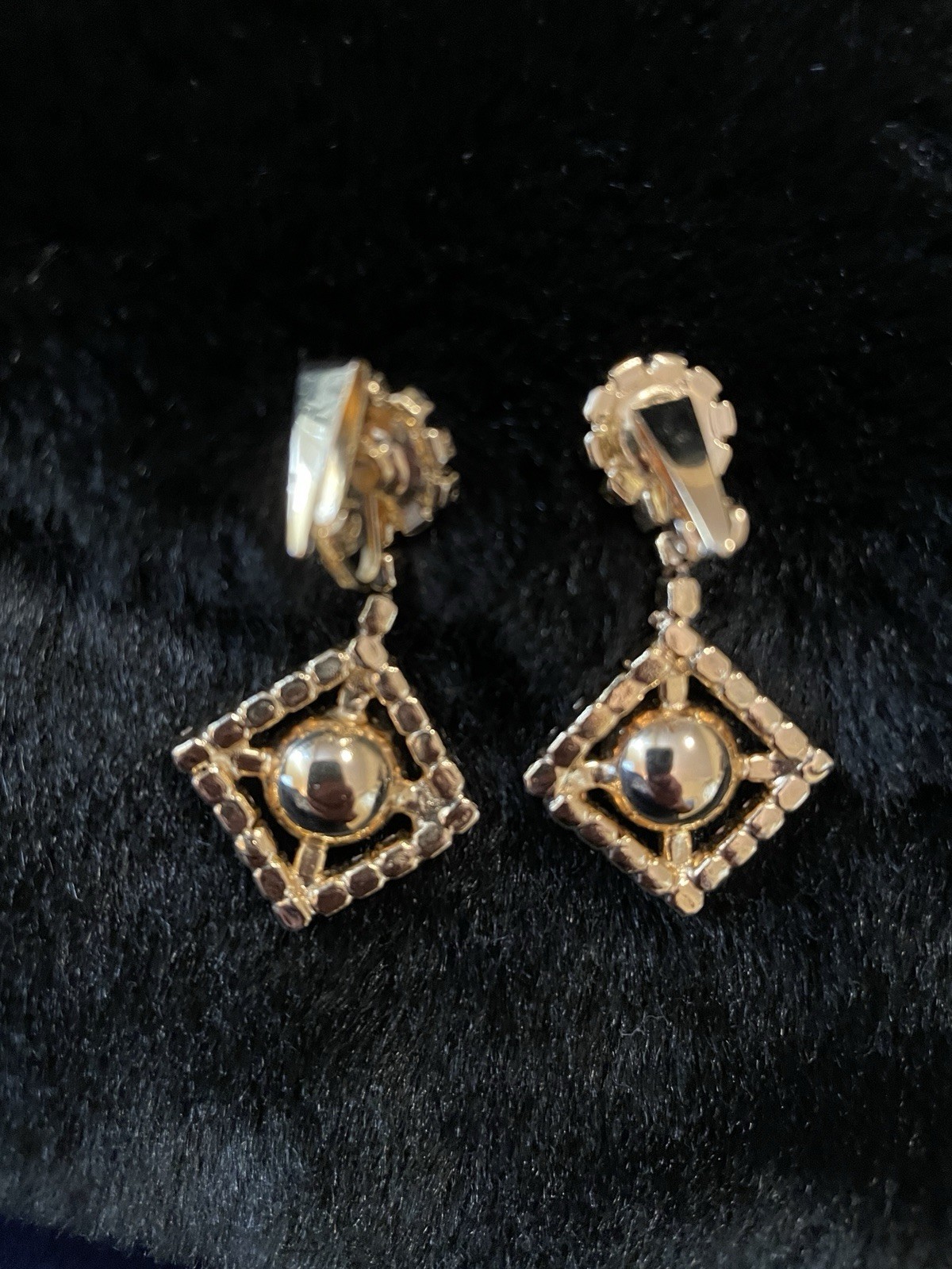 Vintage Pendulum Dangle Earrings Simulated Pearls… - image 6