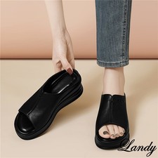 Soft Soled Casual Real Leather Sandals Women Open Toe Slippers Comfort Pumps New