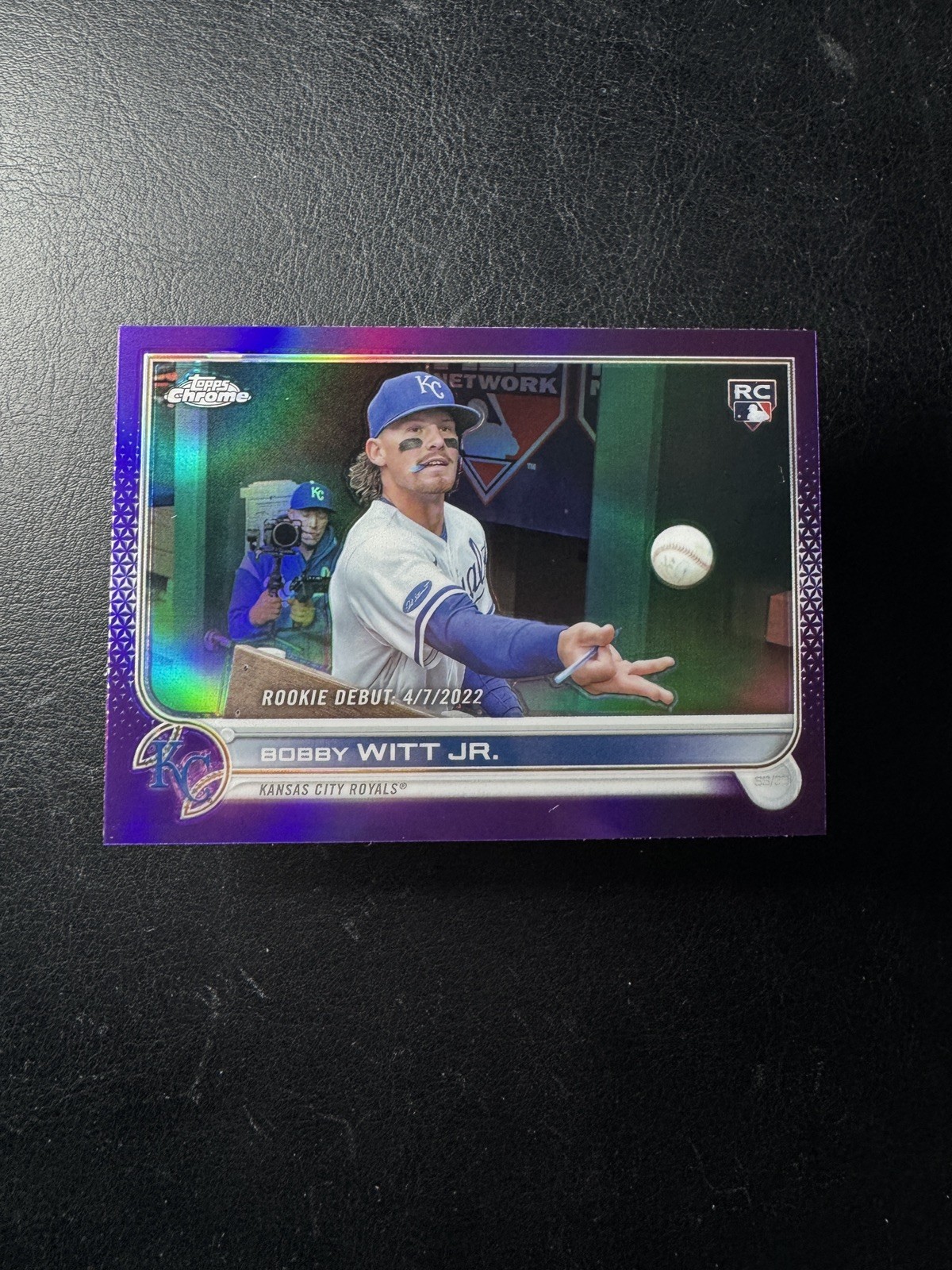 Bobby Witt Jr 2022 Topps Chrome Update Purple Refractor Rookie Debut RC #USC176