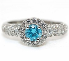 1CT Blue Topaz  White Topaz 925 Genuine Sterling Silver Ring Sz 9 MB5-8
