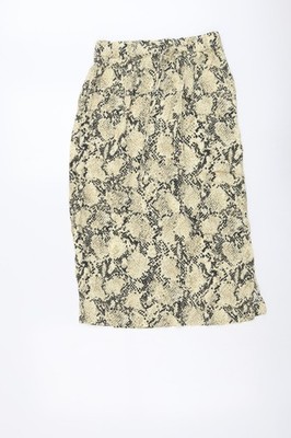 Marks and Spencer Damen Beige Tiermotiv Viskose A-Linie Rock Größe 10