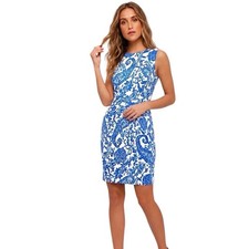 Womens Dress Sz XL Blue White Paisley Mini Coastal Cow Girl Beachy Retro Cottage