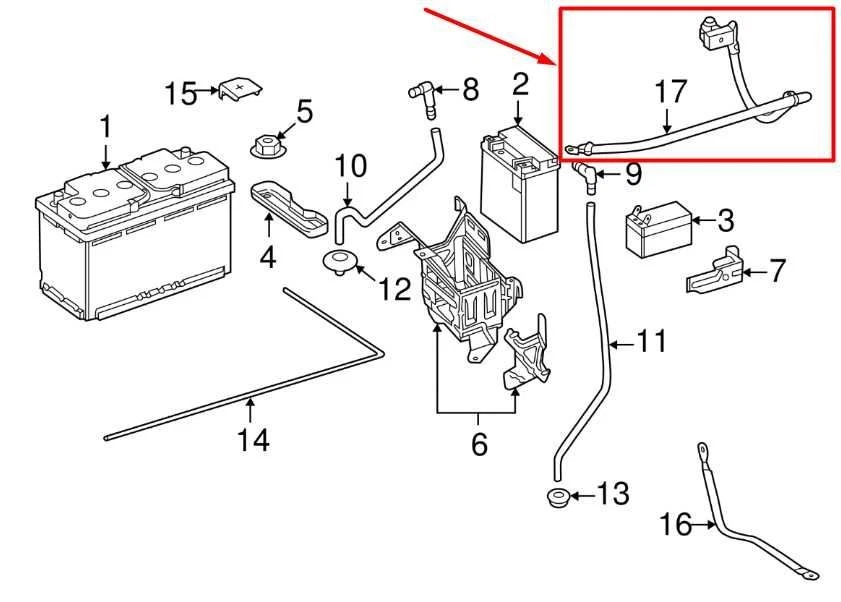 Cable de batería negativo Mercedes-Benz ML350 2015 1669052102 OEM Foto 2 de 4
