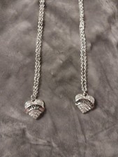 Mother Daughter Heart Matching Pendant Necklace Set 2Pcs