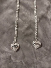 Mother Daughter Heart Matching Pendant Necklace Set 2Pcs