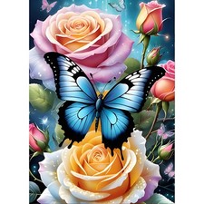 5D DIY Butterfly Diamond Painting Kits,Round Full Drill Rose Flowers Diamond ...