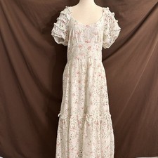 Love Shack Fancy X Target Eyelet Smocked Cap Sleeve White Floral Dress Size 12 