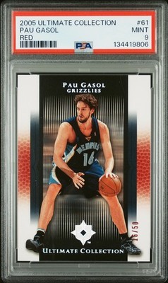 2005 ULTIMATE COLLECTION RED #61 PAU GASOL 16/50 PSA 9