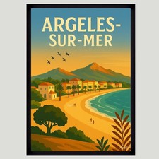 Affiche Poster mural – ARGELÈS-SUR-MER Taille A3 ou A4 Sans Cadre