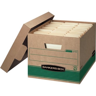 Fellowes Storage File Boxes w/Lid 550 lb 12''x15''x10'' 20/CT Kraft/GN 1277008