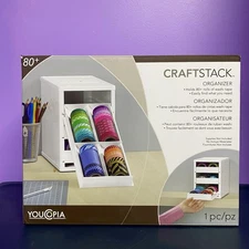 YouCopia Craft Stack Washi Tape Ribbon  Sewing Thread Organizer White 3 Drawers