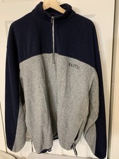 90s Vintage Nautica Jeans Co. Mens Sz XL Blue Gray Fleece 1/4 Zip Sweatshirt