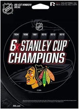 Chicago Blackhawks 5" Decal Sticker 6X Time Champions Flat Vinyl Auto Emblem...
