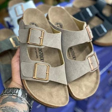 Birkenstock Arizona Soft Footbed Suede Gray Sandals NEW In Box