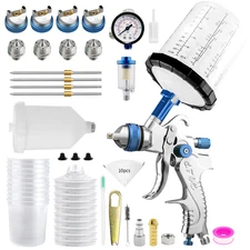 HVLP Spray Gun Kit W/1.4/1.7/2.0/2.5mm Nozzle 650cc Mixing Cups House DIY Paint