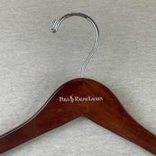 Polo Ralph Lauren Wooden Clothes Hanger Coat Suit Jacket Pants Silver