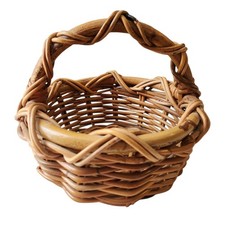 Vintage Woven Branch Willow Basket With Handle Country Cottage Rustic Whimsical