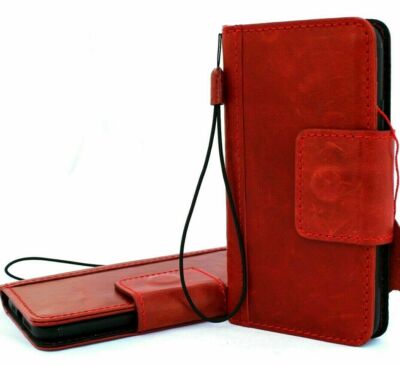Genuine full red Leather Case for Apple iPhone 11 magnetic handmade soft cover 