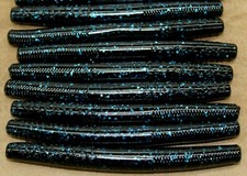 4" Finesse Stick Black Blue Fleck Ned Rig Type Worm 50 pack Bulk 