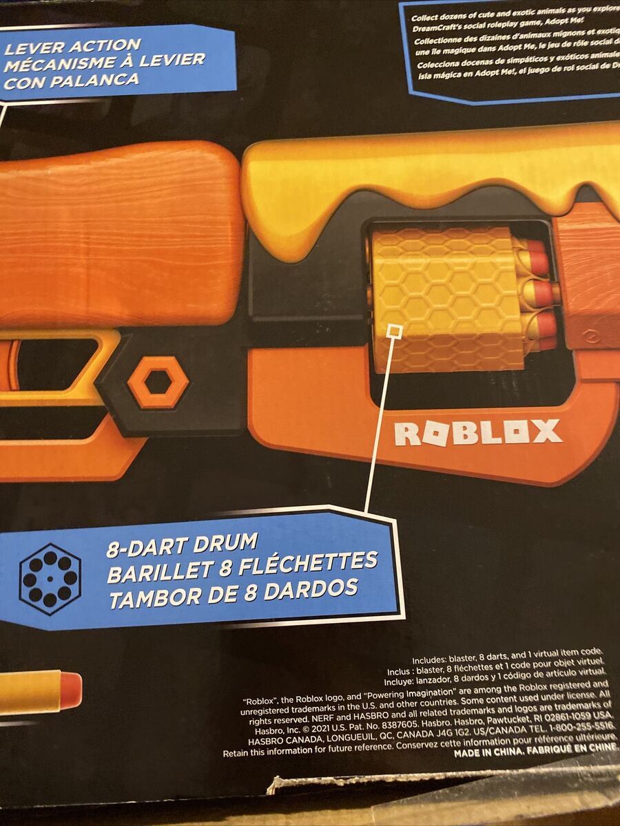 NERF Roblox Adopt Me!: Bees! Lever Action Dart Blaster, Rotating 8-Dart  Drum, 8 Elite Darts, Code to Unlock in-Game Virtual Item