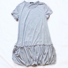 Shein Gray Short Sleeve Ruffle Drop Hem T-Shirt Casual Dress Size XS