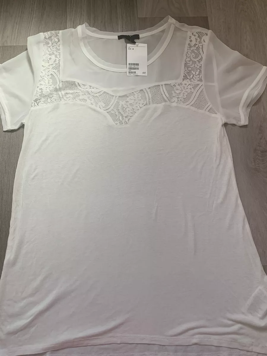 H and m top white lace top
