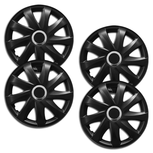 Tapones de rueda cubiertas de rueda Racing Universal para 14"" pulgadas negro mate 4 piezas - Imagen 1 de 6
