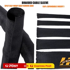 Cord Cable Protect Braided Cable Sleeve 150% Expandable Or Self-Wrap Split Tube