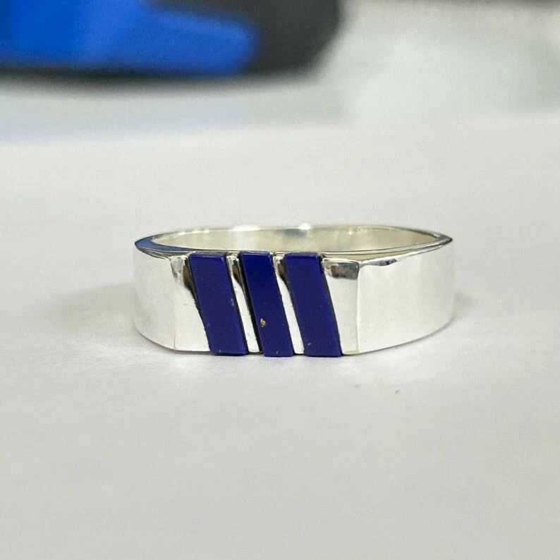 THREE LAPIS LAZULI MENS RING 925 STERLING SILVER RING SIGNET RING GIFT FOR MEN'S
Opens in a new wind