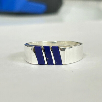 THREE LAPIS LAZULI MENS RING 925 STERLING SILVER RING SIGNET RING GIFT FOR MEN'S