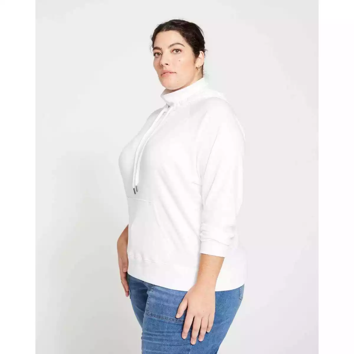 Universal Standard 3XS 2 4 Fallon Funnel Neck Hoodie White eBay