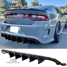 Fits 15-23 Dodge Charger IKON V2 Matte Black Rear Diffuser Lip Quad Exhaust Tip