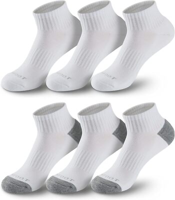 MONFOOT Women's and Men's 6 Pairs Daily Cushion Small, White (6 Pairs) 