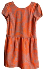 Frnch women’s Dress size M Lined Button Back Paisley Print  Short Sleeve 