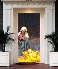 Nativity Scene Christmas Entry Door Cover Outdoor Home Decor Front Door Banner 4