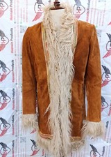 Afghan coat penny lane suede leather faux fur coat vintage trim outerwear