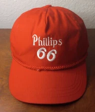 Vintage Phillips 66 Embroidered Trucker Red Hat Braided Cord on Brim