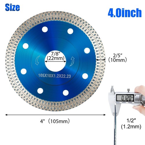 4/4,5 Zoll Feinsteinzeug Fliese Turbo Diamant Trocken Trennscheibe Schleifscheibe Sägeblatt - Bild 6 von 7