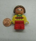 Lego Duplo Brunette Toddler Girl Daughter Yellow Shirt Red Pants Vintage Figure