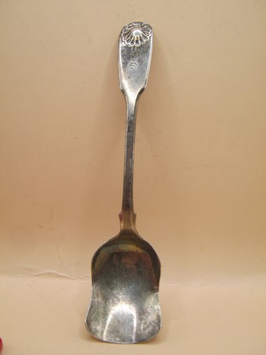 Newcastle 1857 Fiddle & Shell Pattern Sterling Silver Sugar Scoop Shovel Spoon - Picture 3 of 9