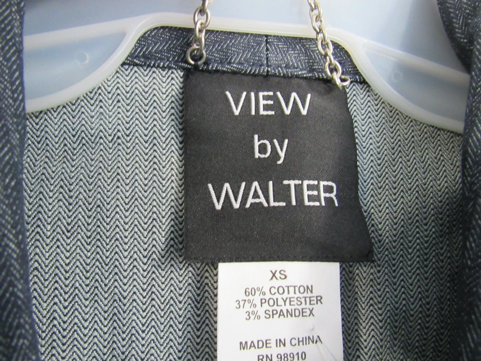 Nueva Chaqueta Blazer View By Walter Jean Talla XS Azul Rayas Botón Frontal Carrera Foto 2 de 4