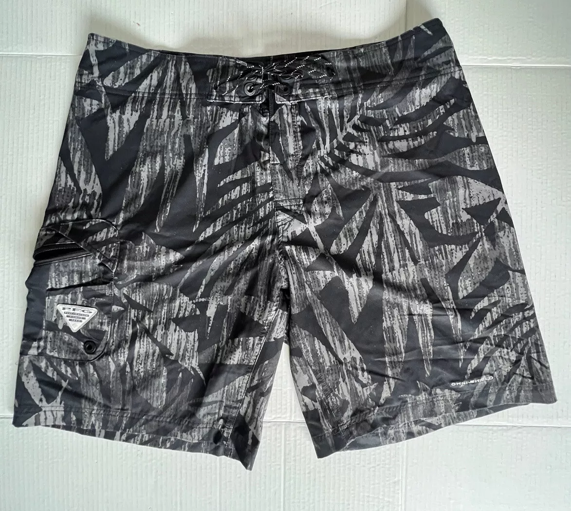 Columbia PFG Omni-Shield Mens Shorts W38 L9 Black Gray Cargo Performance  Fish